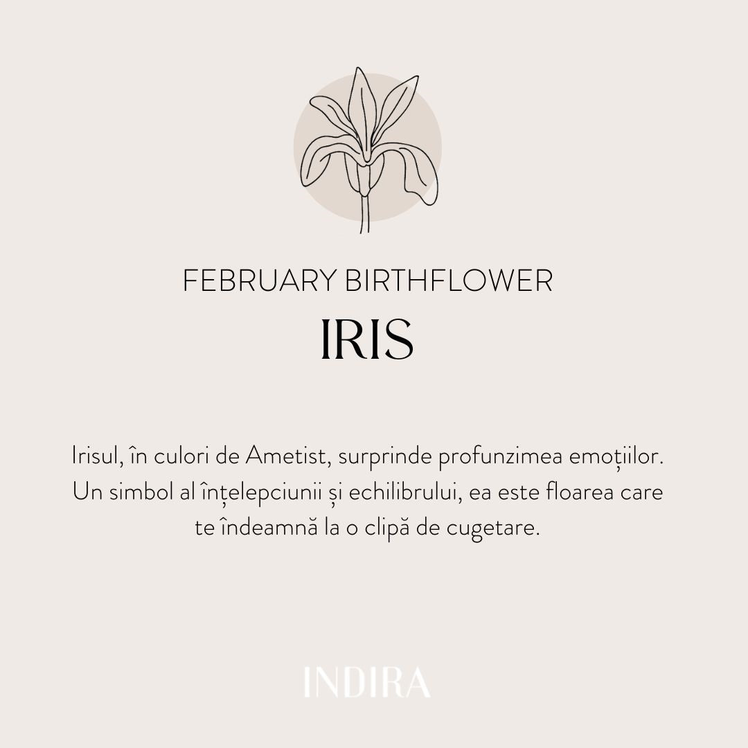Ezüst zsinór karkötő Golden Birth Flower - Február Irisz - Indira