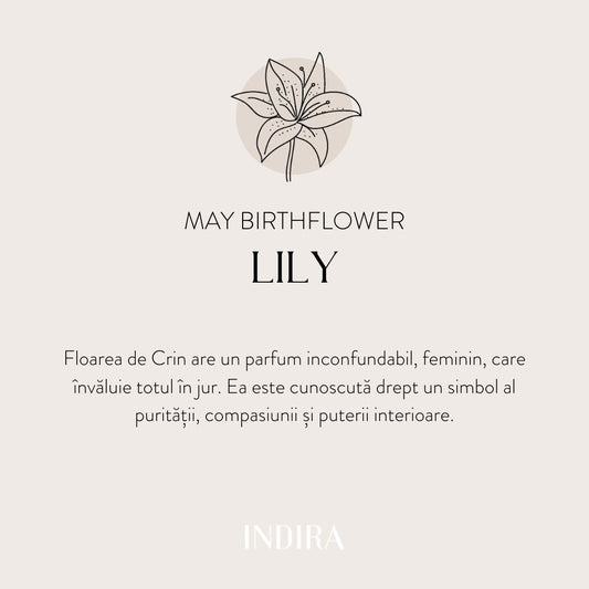 Fehér arany Birth Flower medál - May Lily - Indira