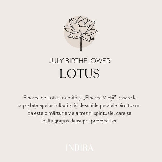 Silver BirthFlower zsinór karkötő - Július lótusz - Indira