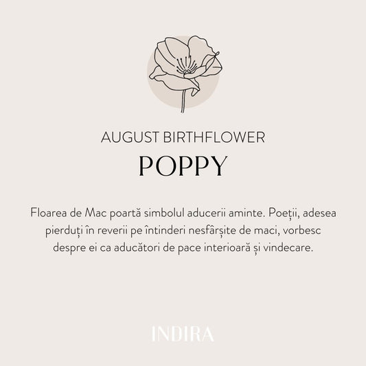 Fehérarany születési virág medál - Augusztus Pipacs - Indira