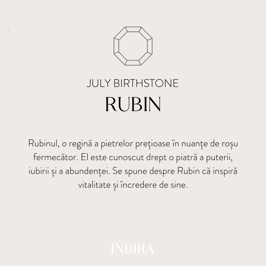 Birthstone Silver July - Rubin - Indira ezüst zsinór karkötő