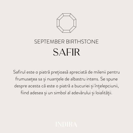 Ezüst Birthstone karkötő zsinórral Szeptember - Zafír - Indira