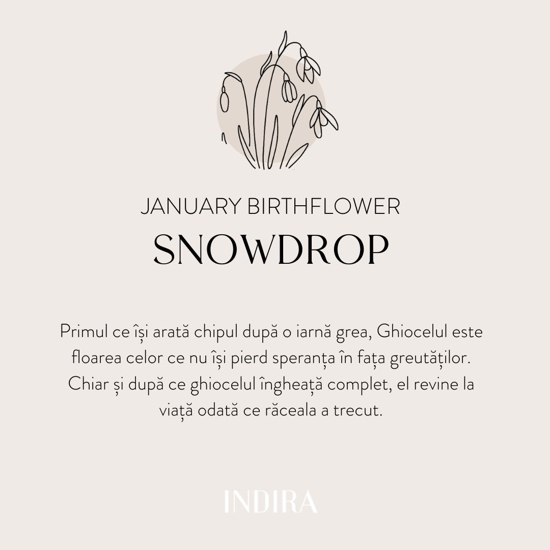 White Gold Cord Bracelet Birth Flower - Január Hóvirág - Indira